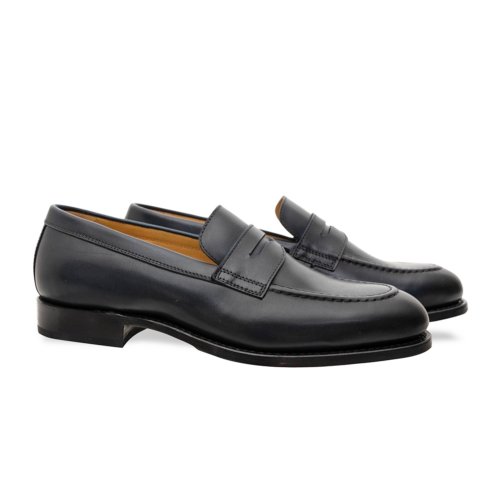 メンズ革靴ローファーネイビー